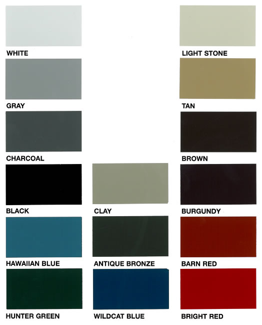 Taylor Metal Roofing Color Chart
